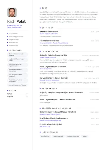Halkla İlişkiler Cv Örnekleri cv indir